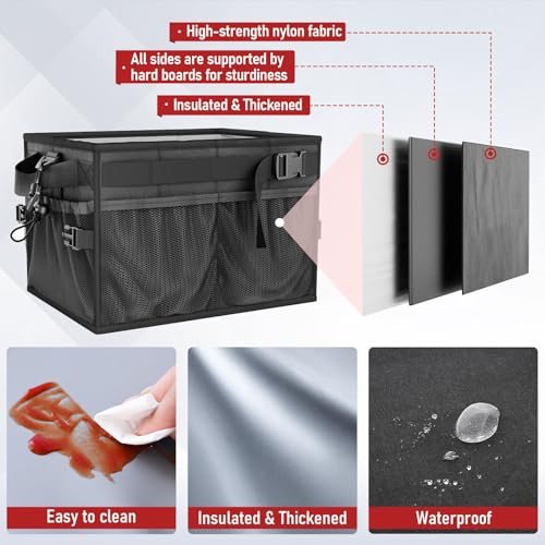 Grill Caddy Foldable BBQ Caddy with Paper Towel Holder (Black)