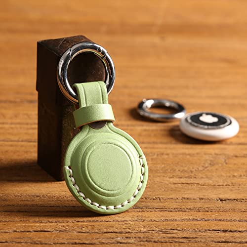Genuine Leather Keychain Holder Compatible with iTag ([1 Pack] Green V1.0)