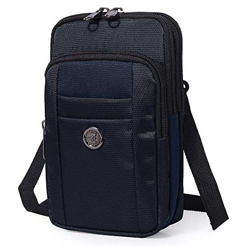 Senient Wolf Waterproof Nylon Multifunctional Phone Crossbody Bag (Black with Navy blue)