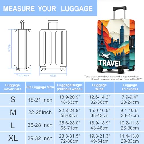 Travel Luggage Cover Washable Suitcase Protector Anti (Travel-3 / XL(fits 32-34Inch suitcase))