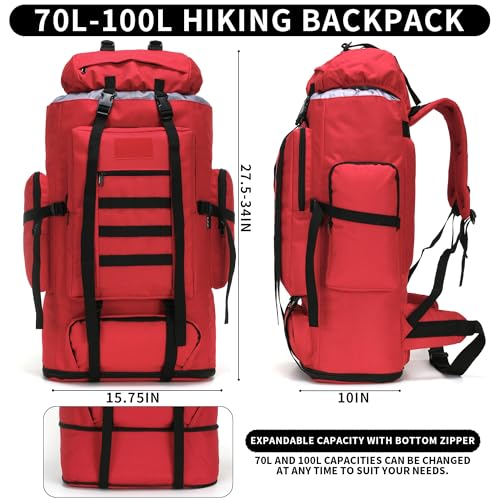 Hiking Backpack for Men 70L (100l-red)