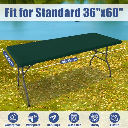 2 Pack Rectangle Spandex Fitted Table Cloth (Hunter Green / 60" x 36" (Rectangular))