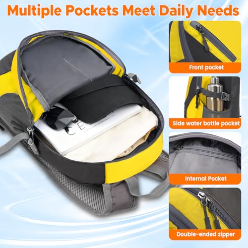 Small Hiking Backpack Women Men 20L Lightweight Travel Backpack Daypack Casual Backpack For Cycling Outdoor Camping (Small / Yellow)
