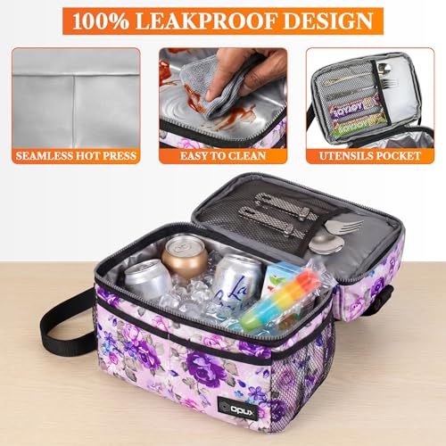 Insulated Lunch Bag for Women (Floral Purple)