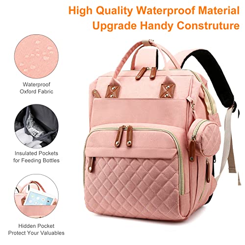Diaper Bag Backpack with Changing Station (Pink)