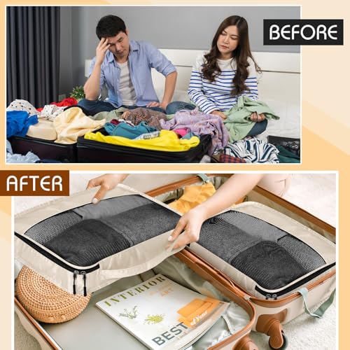 Packing Cubes for Suitcase Large Organizer Bags (Khaki / Large)