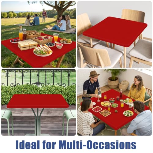 2 Pack Square Spandex Fitted Table Cloth (Red / 34" x 34" (Square))