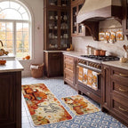 10 Pcs Fall Pumpkin Kitchen Decor Set Kitchen Towels Pot Holders Oven Mitts and Rugs Set Thanksgiving Towels for Baking Cooking BBQ Autumn Home (White, Orange / Maple Leaf)