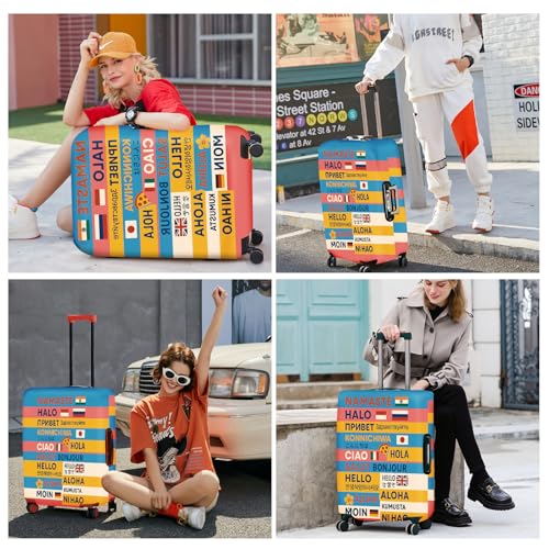 Funny Multilingual Greetings Luggage Cover (#26 / XL(fits 32-34Inch suitcase))