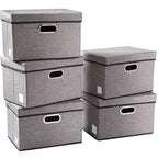 Collapsible Storage Containers with Lids [5 (Gray / M(5-Pack))