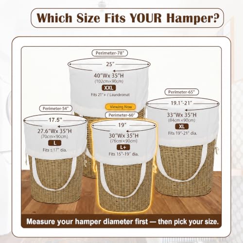 Thick Canvas Laundry Bag with Handles & Drawstring 30"Wx35"H (Fishbone L+ / L+ 30"Wx 35"H┃1 Pack)