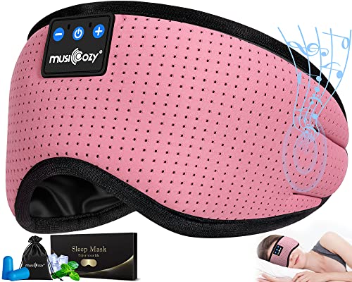 Sleep Headphones Bluetooth 5.4 Sleep Mask with HD Sound (Rose Pink)