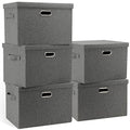 Large 17" 36 Quart Collapsible Stackable Storage Bins with Lids (Gray1 / Large -5 Pack)