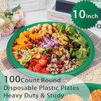 100 Pcs 10 Inch Green Plastic Plates (Green / 100 Pcs)