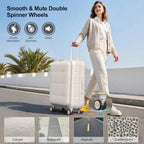 24 Inch Expandable Checked Luggage Hard Shell Suitcase (24 inch / Cream)