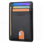 Slim Minimalist Front Pocket RFID Blocking Leather Wallets for Men and Women (Small / Lichee Black)