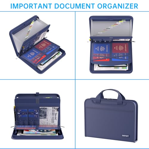 Accordion File Organizer (Blue / 14.2" x 10.4" x 2")