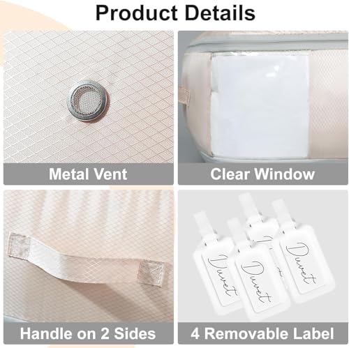 Comforter Storage Bag (Beige / 110L x 4 Pack)
