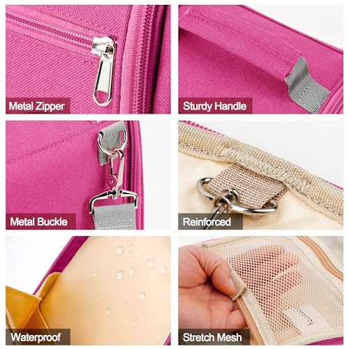 Hanging Travel Toiletry Bag for Women and Men (F - Rose Red / Large)