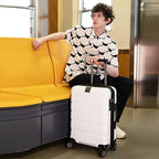 Hardside Expandable Carry On Luggage with Spinner Wheels & Built (White)
