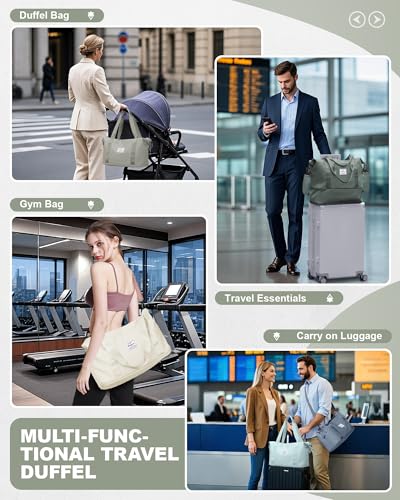 Travel Duffle Bag Carry On Weekender 18x14x8 Gym Work Bags for Women Men (A87-greybrown / X-large)