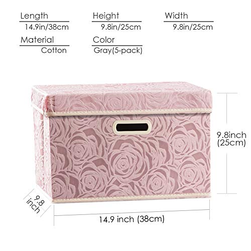 Collapsible Storage Boxes with Lids [5 (Pink / Medium(5-Pack))