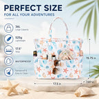 Beach Bag Waterproof Sandproof Women Beach Tote Pool Bag with Zipper for Gym Grocery Travel with Wet Pocket (Beige)