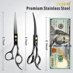 Dog Grooming Scissors Kit with Safety Round Tips (Golden 5 in 1)