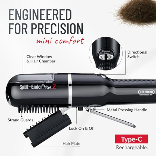 Mini 2 Original Cordless Split End Hair Trimmer for Dry (Black / Rechargeable Battery)