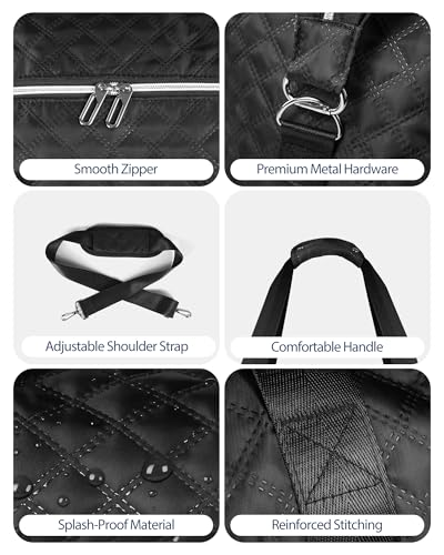 Travel Duffel Bags 39L Large Weekender Bags for Women Carry On Bag (Black-2 Pcs)