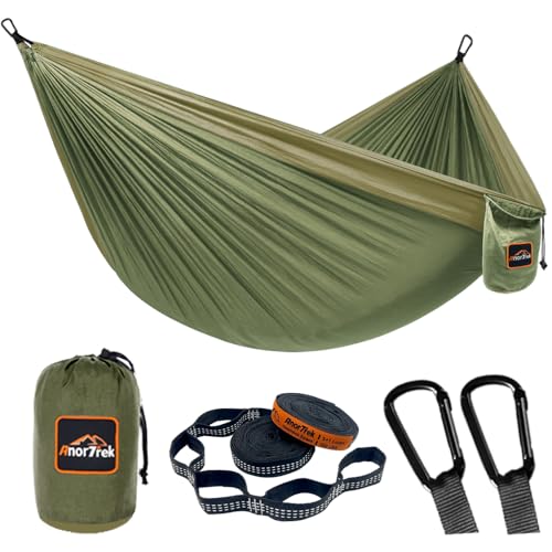 Camping Hammock (Army Green&khaki / Single 110''L x 55''W)
