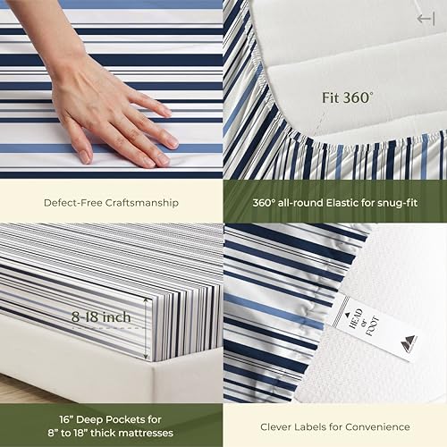 100% Egyptian Cotton Sheets California King Size (California King / 20 - Variegated Blue)
