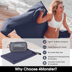 Quick Dry Travel Towel with Case & Carabiner (Navy Blue / 47.00" x 23.60")