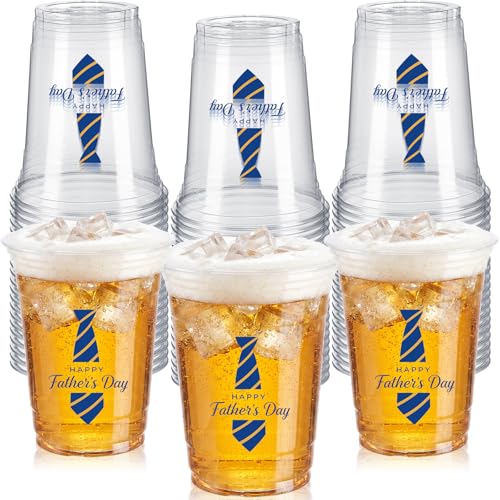 50 Pack Father's Day Plastic Cups 12 oz for Party (Father's Day)