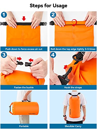Waterproof Dry Bag Backpack with Emergency Whistle (10L / Orange)