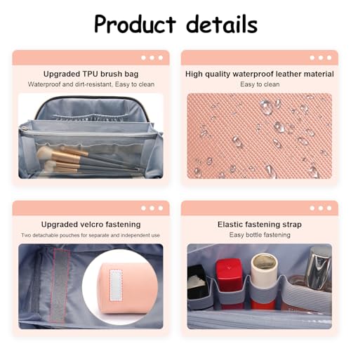 Travel Makeup Bag Organizer Cosmetic Bag (04-B-Pink)