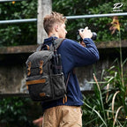 Black Canvas Camera Backpack (Black Canvas / Canvas Bag Flap)