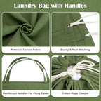 Canvas Laundry Bags with Handles & Square Base 13.8"Wx13.8"Dx27.6"H (Army Green | Square Base / 13.8"Wx13.8"Depthx27.6"H)