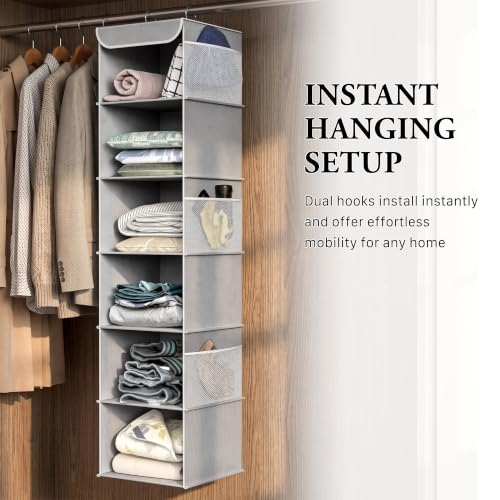 6 Shelf Hanging Closet Organizer (6 Shelf / Grey)