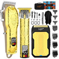Professional Hair Clipper Set for Men Electric Shaver Razor Cordless Hair Cutting Barber Clippers Beard Trimmer Men’s Grooming Kit Gifts for him (Gold)