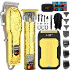 Professional Hair Clipper Set for Men Electric Shaver Razor Cordless Hair Cutting Barber Clippers Beard Trimmer Men’s Grooming Kit Gifts for him (Gold)