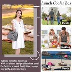 Insulated Lunch Bag Soft Cooler Bag for Beach Travel Picnic (Large / A6: Dark Grey)