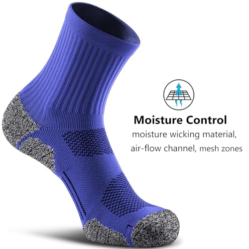Unisex Cushioned Compression Sport Quarter Socks (X-Large / 4-pairs Royal Blue)