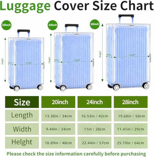 3PCS Luggage Covers Full Clear Suitcase Cover Protector (Transparent / 20/24/28 inch)