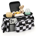 Universal Stroller Organizer with Insulated Cup Holder (Checkerboard / Classic Organizer)