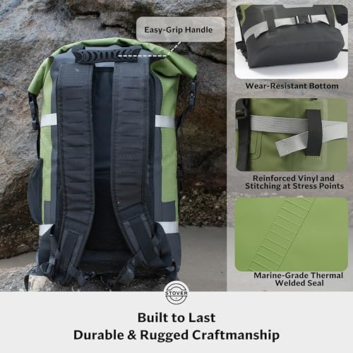 30/40/55L Waterproof Dry Backpack & Phone Case - Large Floating Dry Bag for Kayaking, Travel, Hiking, Fishing, Camping, Motorcycles & Beach, Heavy-Duty Roll Top Men/Women (Green) (Green / 30L)