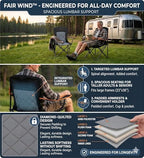 Padded Oversized Camping Chair with Lumbar Support for Adults (Black / Single Pack)
