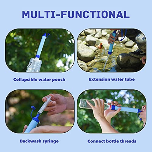 Personal Water Filter Straw Outdoor Portable Filtration Emergency Survival Gear Water Solutions Tactical Gear for Hiking Camping Accessories Travel Hunting Fishing Outing Backpacking (4 Pack)