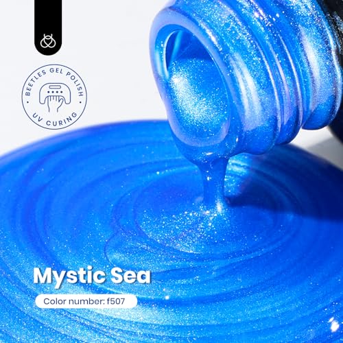 Navy Blue Gel Nail Polish 0.51OZ Dark Blue Nail Art (D - Shimmery Blue | Mystic Sea)