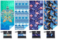 Microfiber Beach Towel (4 Pack Turtle Blue Dophin Flamina / 32x71 inch)